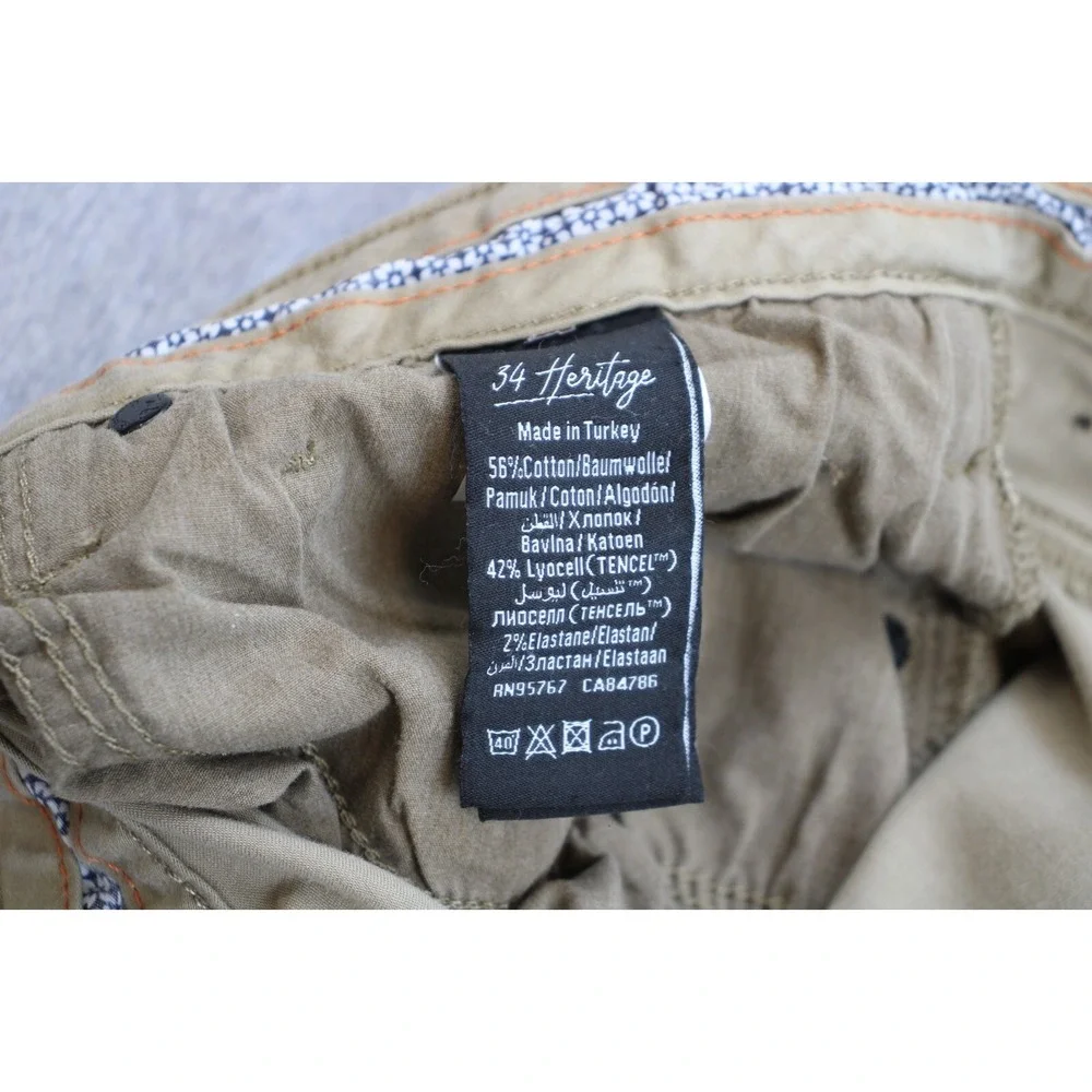34 Heritage Pants Mens 40 X 30 Beige Denim Stretch Pockets Straight Leg